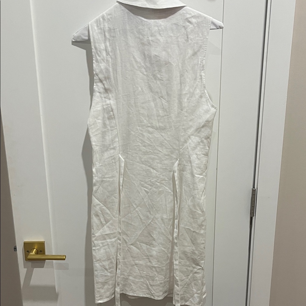 Reformation Aida Linen White Button-Down Mini Dress - Picture 8 of 9